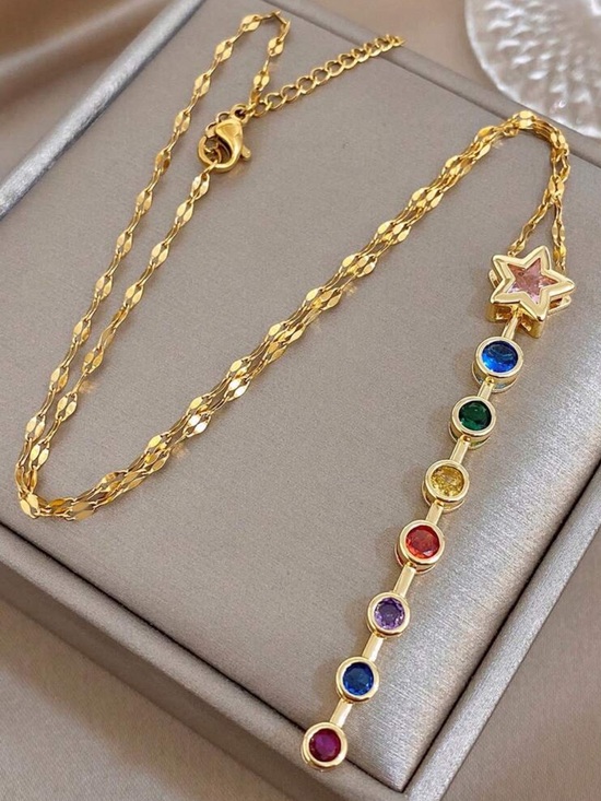 Jewelry - New boutique Gold plated Multi-Gem Star Pendant Necklace - Women Jewelry